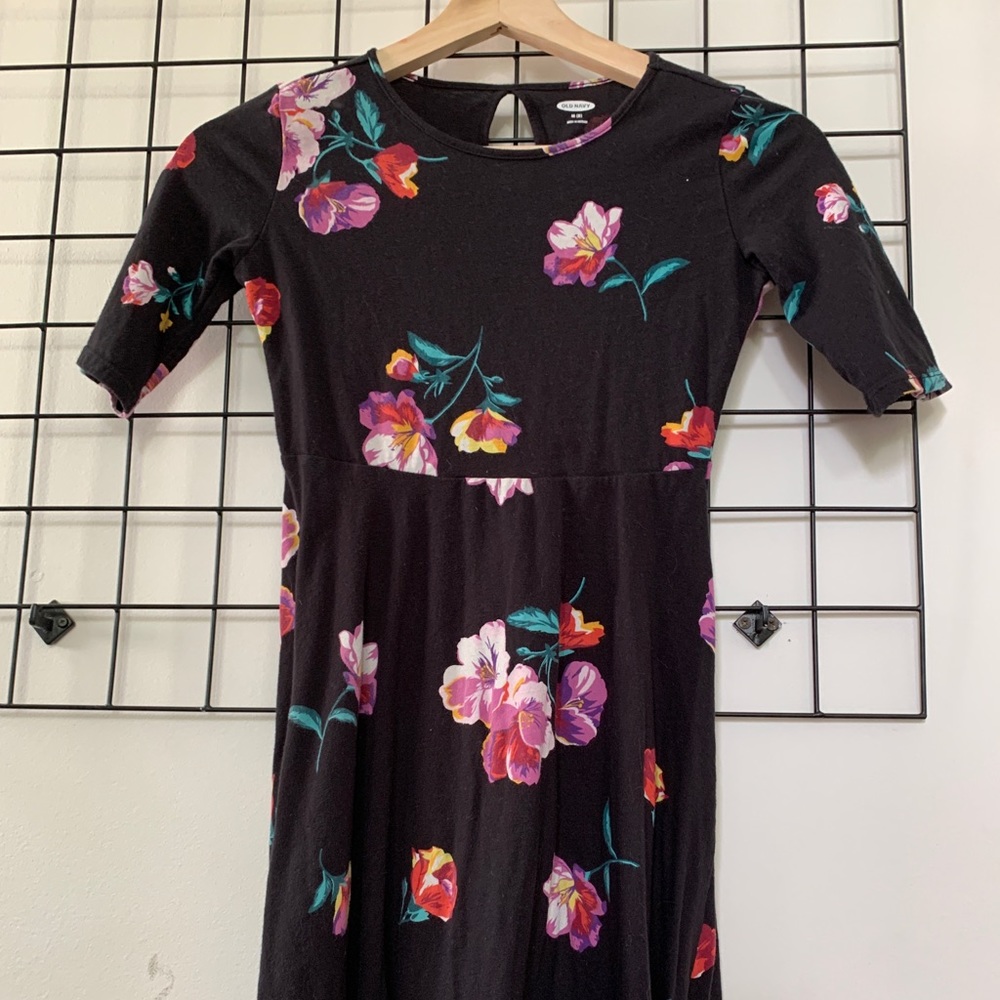 Black Floral Old Navy Girls Dress Sz 8